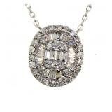 14kt Gold Oval 1/4 ct Baguette Diamond Necklace