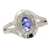 Elegant Natural Tanzanite & Diamond Ring