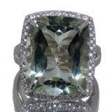 Natural 23.68 ct Green Amethyst & White Topaz Ring