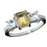 Natural 1.80 ct Yellow & White Topaz  Ring