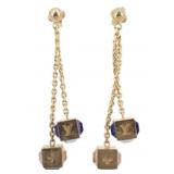 Louis Vuitton Gamble Purple & Gold Tone Earrings