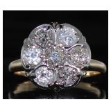 14kt Gold Antique 1.00 ct Diamond Cluster Ring