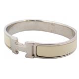 Hermes White Click Clack Bracelet