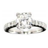 14kt Gold 2.58 ct Cushion Cut Lab Diamond Ring