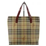 Burberry Red & Tan Check Handbag