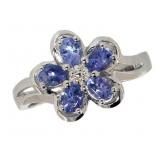 Beautiful Natural Tanzanite Flower Ring