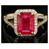 14kt Gold 4.92 ct Ruby & Diamond Ring