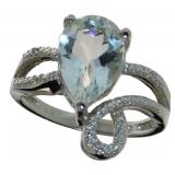 Pear Cut 3.15 ct Green Amethyst & Diamond Ring