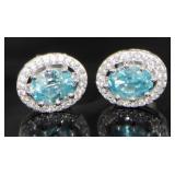 Natural Blue & White Zircon Designer Earrings