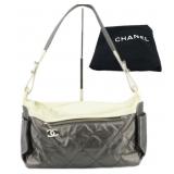 CHANEL Gray Metallic Shoulder Bag