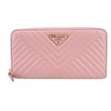 Prada Pink Textured Long Zipper Wallet