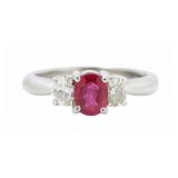 Platinum 1/3 ct Natural Ruby & Diamond Ring