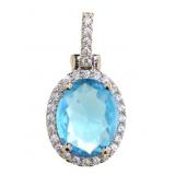 Oval 4.00 ct Blue Topaz Deisgner Necklace
