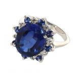 14k Gold 6.56 ct Oval Sapphire & Diamond Ring