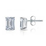 14kt Gold 2.27 ct Emerald Cut Lab Diamond Earrings