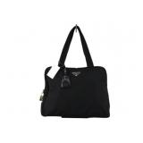 PRADA Black Canvas Designer Shoulder Bag