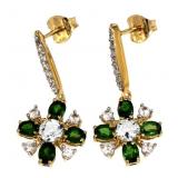 Natural Chrome Diopside & Aquamarine Earrings