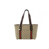 GUCCI Sherry Line Canvas Tote Bag