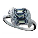 Elegant Mystic Topaz & Diamond Waterfall Ring