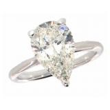 14k Gold 3.08 ct Pear Shape Lab Diamond Ring