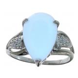 Pear Cut 3.20 ct White Coral & Diamond Ring