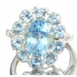 Quality 5.88 ct Oval Blue Topaz Cocktail Ring