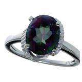 Oval 2.34 ct Mystic Topaz & Diamond Ring