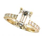14k Gold 3.53 ct Emerald Cut Lab Diamond Ring