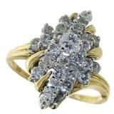 14kt Gold Brilliant 1.30 ct Diamond Waterfall Ring