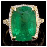 14kt Gold 10.23 ct Natural Emerald & Diamond Ring