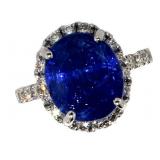 14k Gold 9.94 ct Oval Tanzanite & Diamond Ring