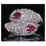 Platinum 1.59 ct Natural Ruby & Diamond Ring
