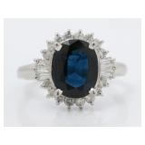 Platinum 3.4 ct Sapphire & Diamond Ring