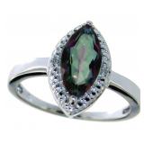 Marquise Cut Natural Mystic Topaz & Diamond Ring