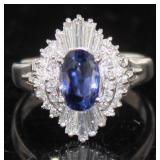 GIA Platinum 2.45 ct Sapphire & Diamond Ring