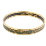 Hermes Green Enamel Bangle Bracelet