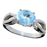 Oval 2.64 ct Natural Blue Topaz & Diamond Ring