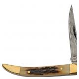 Damascus Toothpick Stag Handle Knife