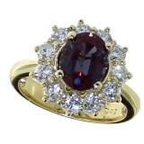 14kt Gold 3.58 ct Oval Alexandrite & Diamond Ring