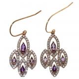 Quality Natural Amethyst Waterfall Earrings