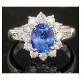 Platinum 3.31 ct Oval Sapphire & Diamond Ring