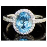 Oval 2.60 ct Blue Topaz Designer Solitaire Ring