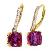 Quality 3.85 ct Pink Sapphire & Diamond Earrings
