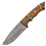 Damascus Rodeo Hunter Wood Fixed Blade
