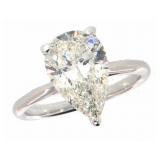 14k Gold 3.32 ct Pear Cut Lab Diamond Ring