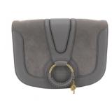 CHLOE Gray Leather & Suede Shoulder Bag