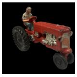 Vintage Red Rubber Auburn Farm Tractor