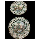 Vintage Pair 12 ï¿½ Italian Capodimonte Wall Plates