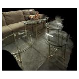 4 Pc Brass & Glass Tables