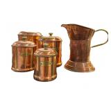 Copper & Brass Canister Set & Pitcher
